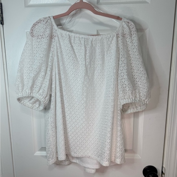 Charter Club White Puff Sleeve Smocked Blouse - Picture 1 of 4